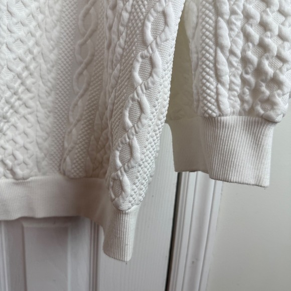 SHEIN Curve White Cable Knit Sweatshirt Pink Sequin Heart 3XL Plus Top Valentine - Picture 4 of 8